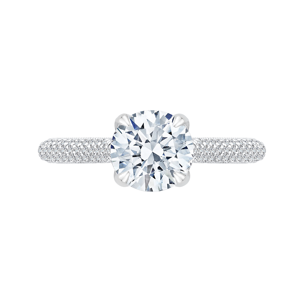 CA0185EQ-37W-1.50 Bridal Jewelry Carizza White Gold Round Diamond Engagement Rings