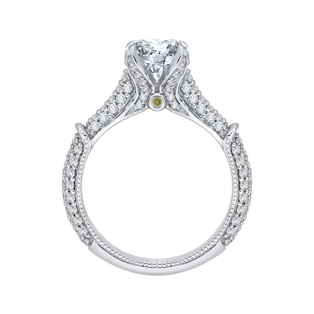 14K White Gold Round Diamond Cathedral Style Engagement Ring (Semi Mount)