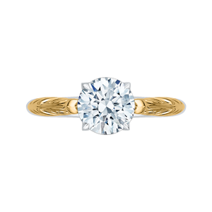 CA0199E-WY-1.50 Bridal Jewelry Carizza White Gold Rose Gold Yellow Gold Vintage Round Diamond Solitaire Engagement Rings