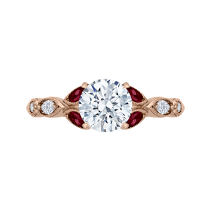 CA0212E-R37P Bridal Jewelry Carizza Rose Gold Round Diamond Engagement Rings