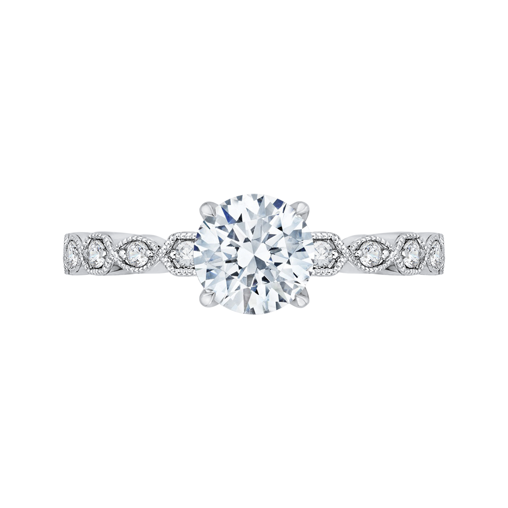 CA0213EQ-37W Bridal Jewelry Carizza White Gold Round Diamond Engagement Rings