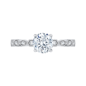 CA0213EQ-37W Bridal Jewelry Carizza White Gold Round Diamond Engagement Rings