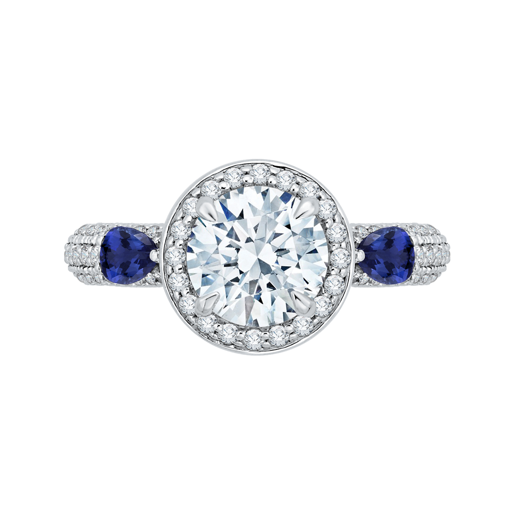 CA0217E-S37W-1.50 Bridal Jewelry Carizza White Gold Round Diamond Halo Engagement Rings