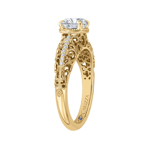 14K Yellow Gold Round Diamond Engagement Ring (Semi Mount)