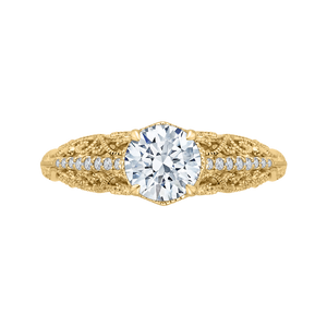 CA0219E-37 Bridal Jewelry Carizza Yellow Gold Round Diamond Engagement Rings