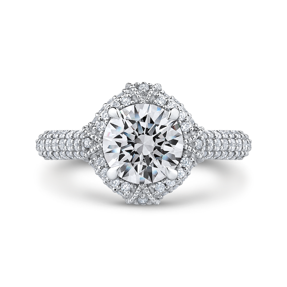 CA0227EQ-37W-1.50 Bridal Jewelry Carizza White Gold Round Diamond Engagement Rings