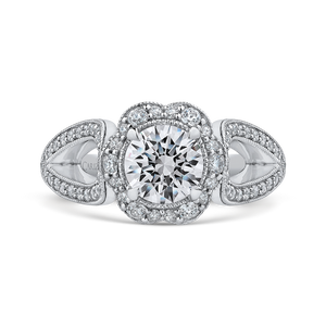 CA0242EH-37W-1.00 Bridal Jewelry Carizza White Gold Round Diamond Halo Engagement Rings