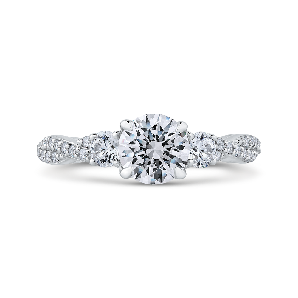 CA0246EQ-37W-1.00 Bridal Jewelry Carizza White Gold Round Diamond Engagement Rings
