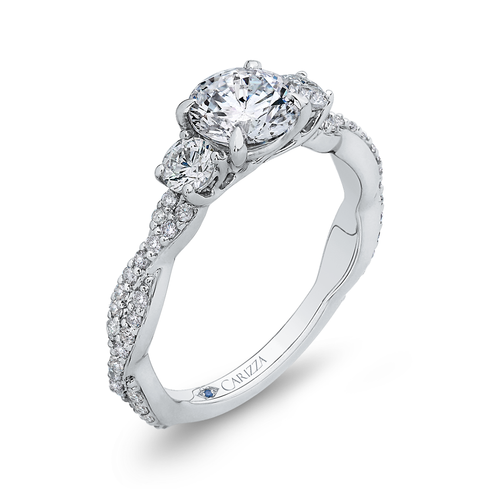 14K White Gold Round Diamond Engagement Ring with Split Shank (Semi Mount)