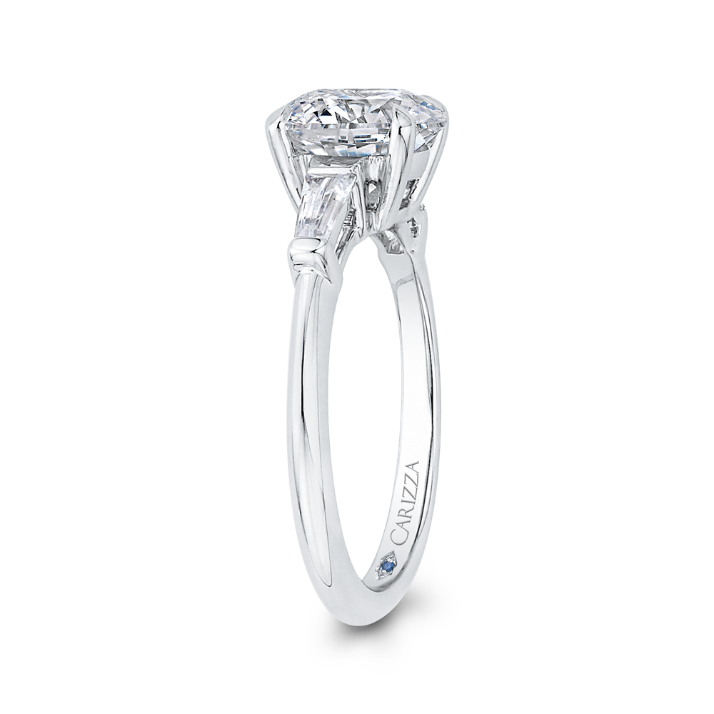 14K White Gold Round Diamond Classic Engagement Ring (Semi Mount)