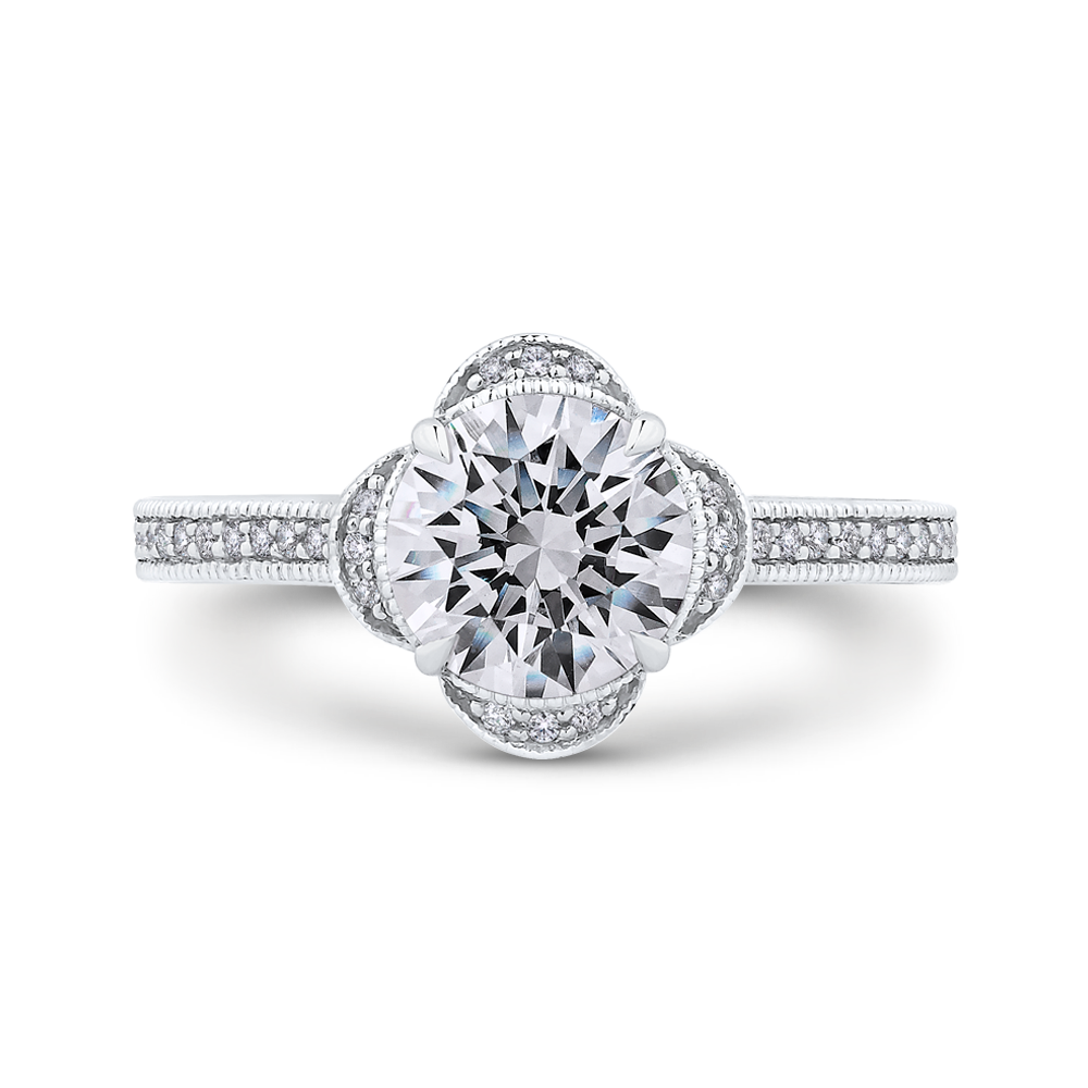 CA0257EH-37W-1.50 Bridal Jewelry Carizza White Gold Round Diamond Halo Engagement Rings