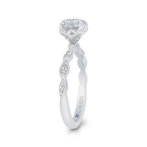 14K White Gold Round Diamond Floral Engagement Ring (Semi Mount)