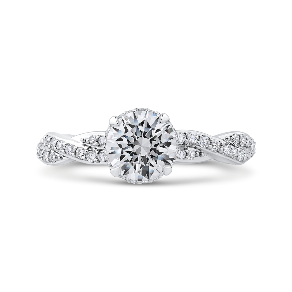 CA0260EQ-37W-1.00 Bridal Jewelry Carizza White Gold Round Diamond Engagement Rings