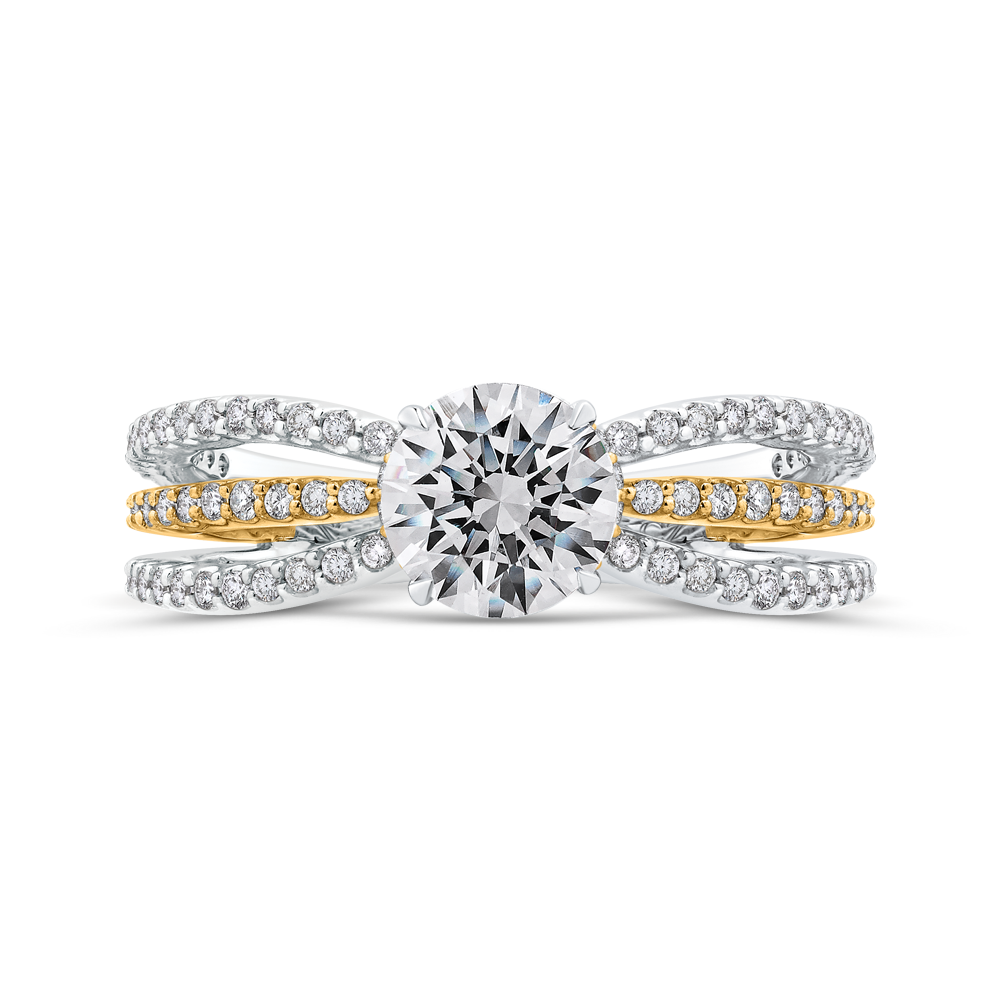 CA0267EQ-37WY Bridal Jewelry Carizza White Gold Rose Gold Yellow Gold Round Diamond Engagement Rings
