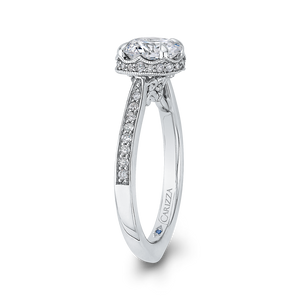 14K White Gold Round Diamond Engagement Ring (Semi Mount)