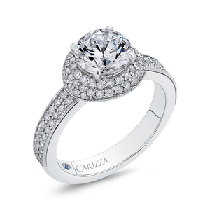 Round Cut Diamond Engagement Ring In 14K White Gold (Semi Mount)