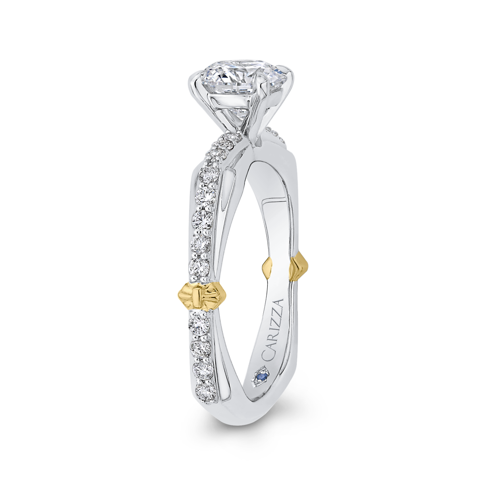 14K White Gold Round Diamond Engagement Ring with Euro Shank (Semi Mount)