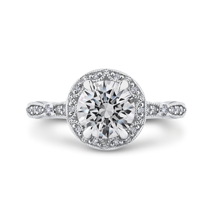 CA0281E-37W-1.50 Bridal Jewelry Carizza White Gold Round Diamond Halo Engagement Rings
