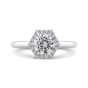 CA0290E-37W-1.00 Bridal Jewelry Carizza White Gold Round Diamond Halo Engagement Rings