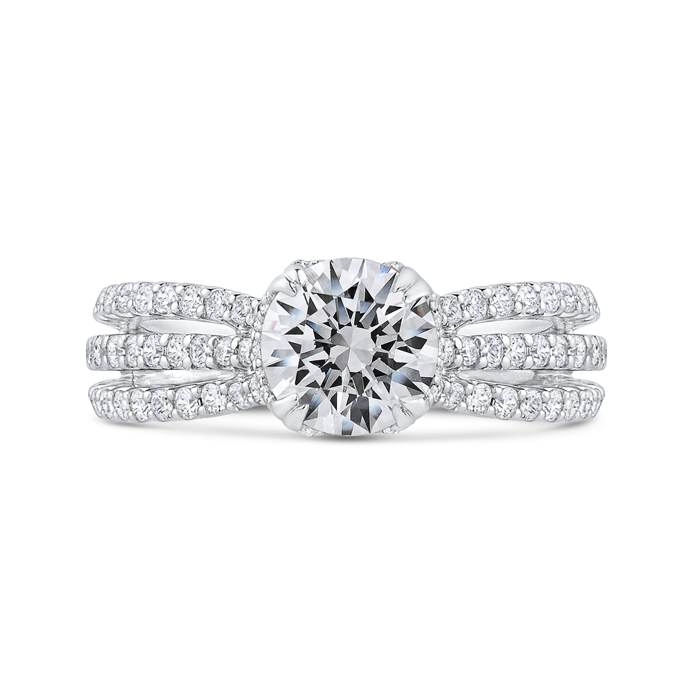 CA0403EQ-37W-1.50 Bridal Jewelry Carizza White Gold Round Diamond Engagement Rings