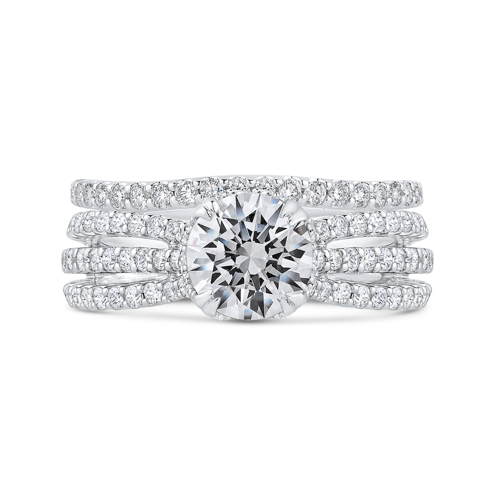 14K White Gold Round Cut Diamond Engagement Ring (Semi Mount)