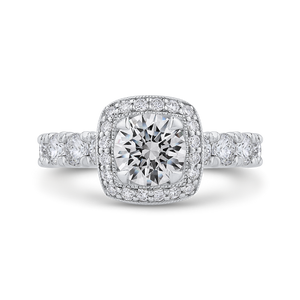 CA0420EH-37W-1.00 Bridal Jewelry Carizza White Gold Round Diamond Halo Engagement Rings