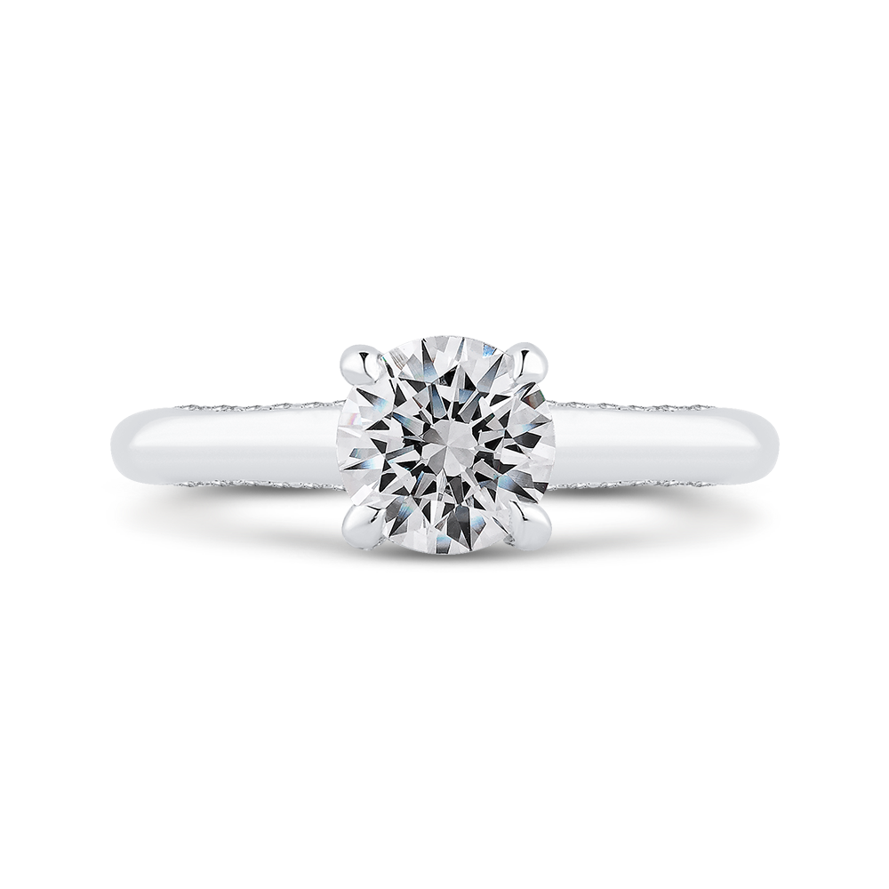 CA0432E-37W-1.00 Bridal Jewelry Carizza White Gold Round Diamond Halo Engagement Rings