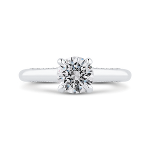 CA0432E-37W-1.00 Bridal Jewelry Carizza White Gold Round Diamond Halo Engagement Rings