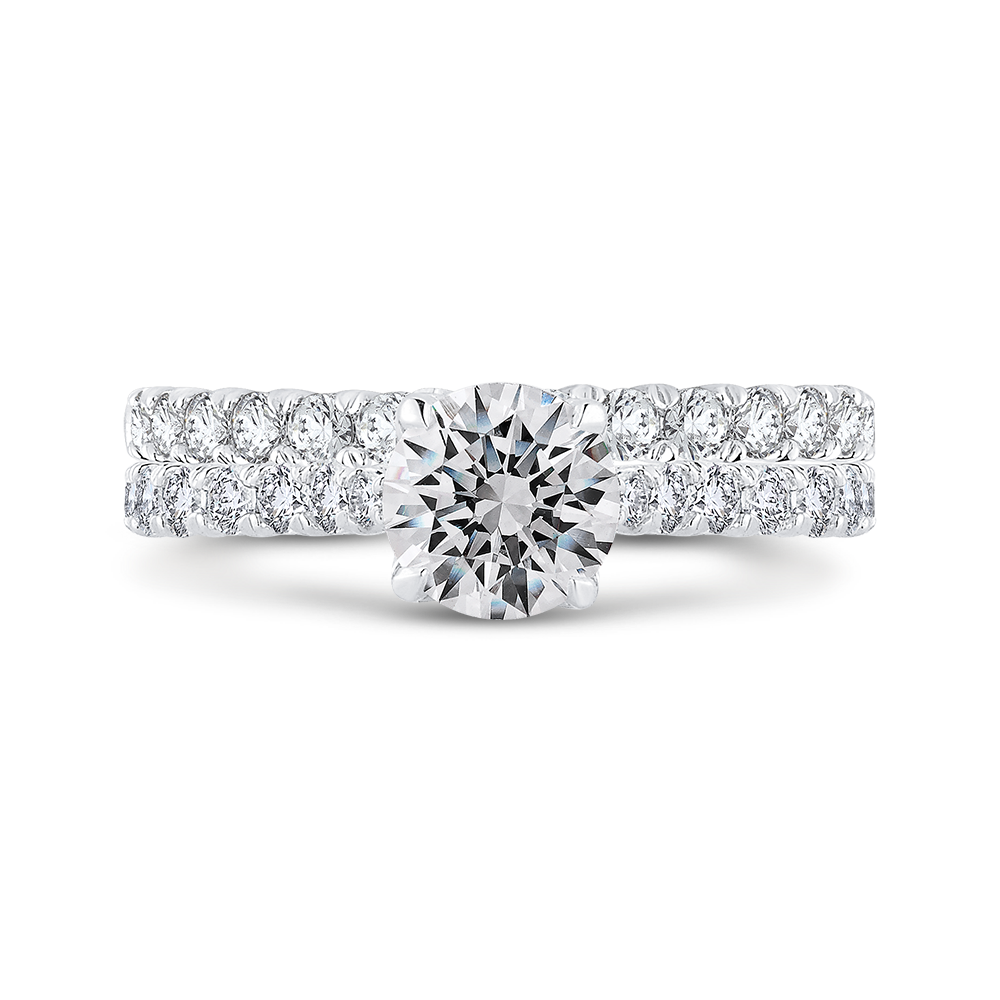14K White Gold Round Diamond Engagement Ring (Semi Mount)