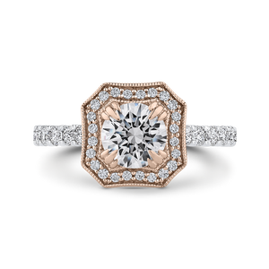 CA0443EH-37WP-1.00 Bridal Jewelry Carizza White Gold Rose Gold Yellow Gold Round Diamond Halo Engagement Rings
