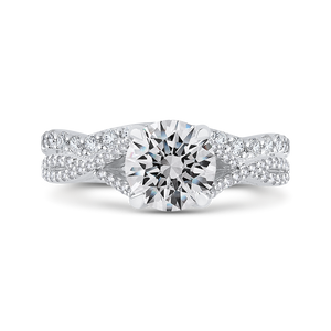 Round Diamond Engagement Ring In 14K White Gold with Split Shank (Semi Mount)