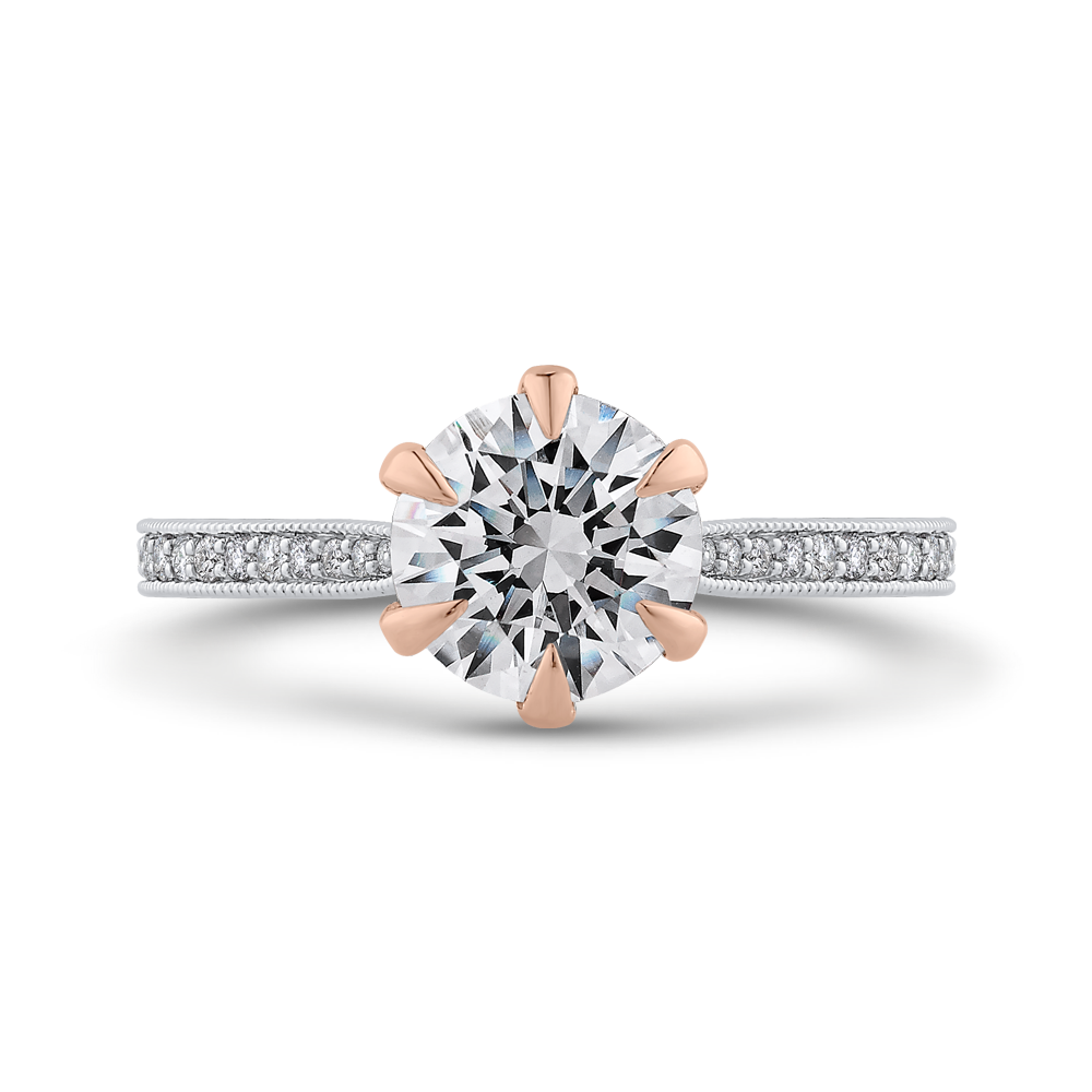 CA0470EH-37WP-1.50 Bridal Jewelry Carizza White Gold,Rose Gold Round Diamond Engagement Rings