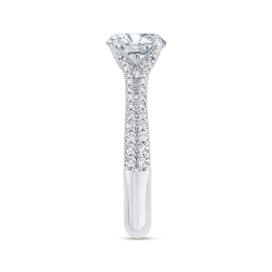 14K White Gold Diamond Halo Engagement Ring with Euro Shank (Semi-Mount)