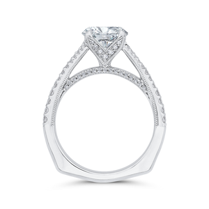 14K White Gold Diamond Halo Engagement Ring with Euro Shank (Semi-Mount)