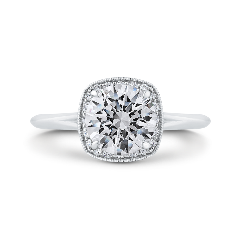 CA0481E-37W-1.50 Bridal Jewelry Carizza White Gold Round Diamond Halo Engagement Rings