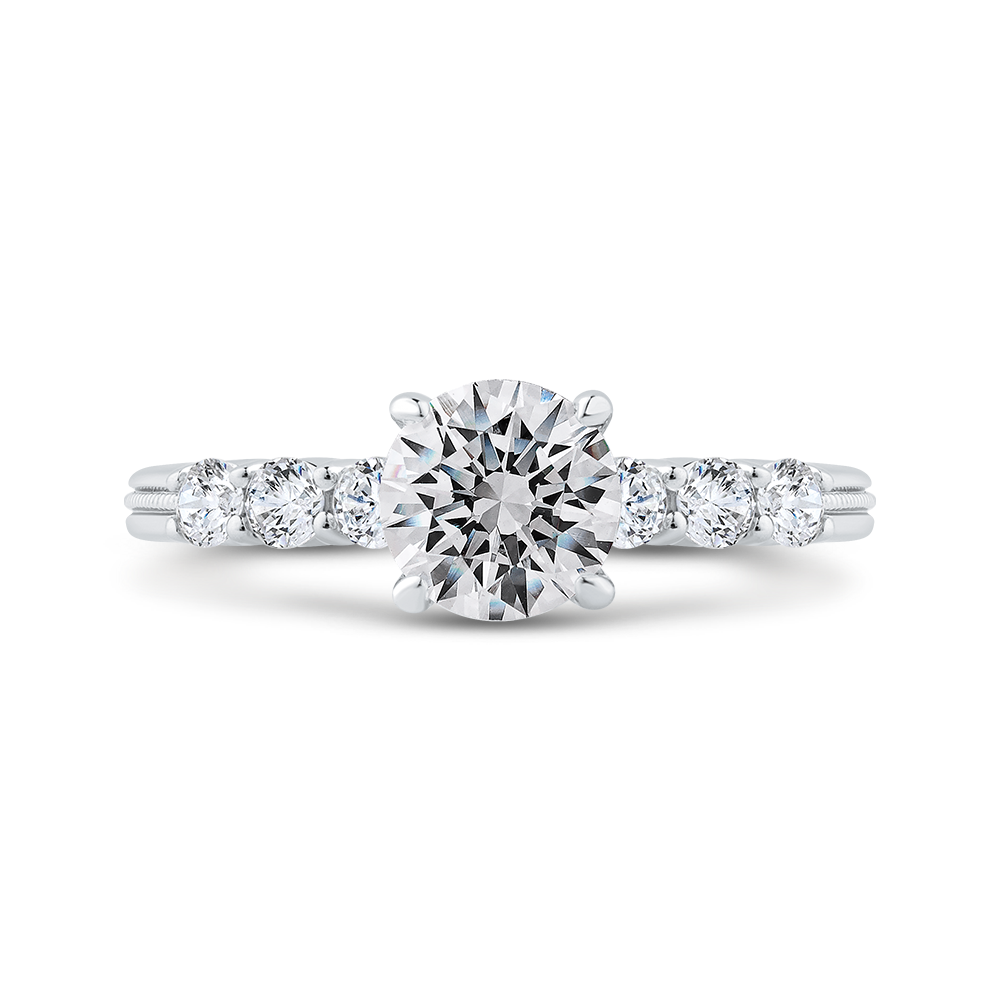 CA0488E-37W-1.00 Bridal Jewelry Carizza White Gold Round Diamond Engagement Rings