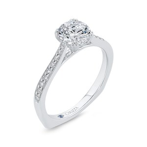 14K White Gold Diamond Engagement Ring with Euro Shank (Semi-Mount)