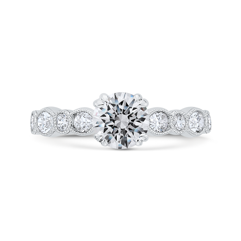 CA0493EH-37W-1.00 Bridal Jewelry Carizza White Gold Round Diamond Engagement Rings
