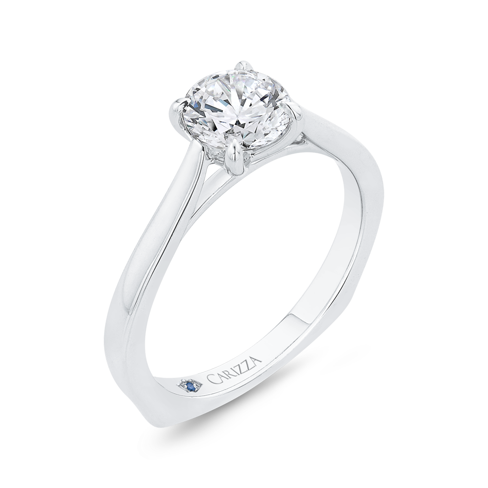 14K White Gold Solitaire Engagement Ring with Euro Shank (Semi-Mount)