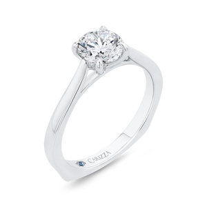 14K White Gold Solitaire Engagement Ring with Euro Shank (Semi-Mount)