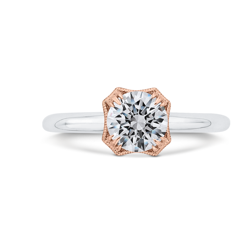 CA0520E-37WP-1.00 Bridal Jewelry Carizza White Gold,Rose Gold Round Diamond Engagement Rings