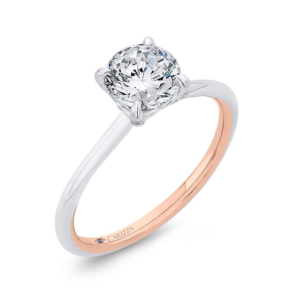 14K Two-Tone Gold Diamond Solitaire Plus Engagement Ring (Semi-Mount)