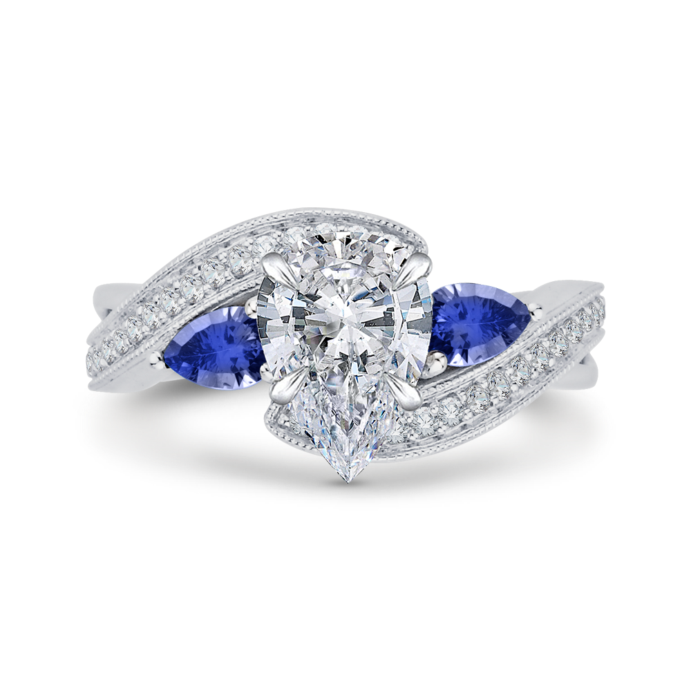CAA0065E-S37W Bridal Jewelry Carizza White Gold Pear Diamond Engagement Rings
