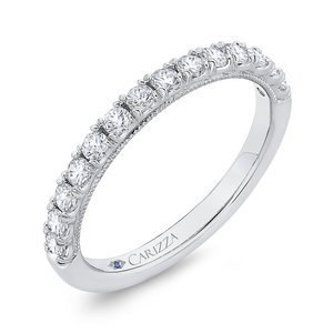 Round Cut Diamond Half Eternity Wedding Band In 14K White Gold