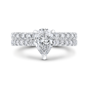14K White Gold Pear Diamond Engagement Ring (Semi Mount)