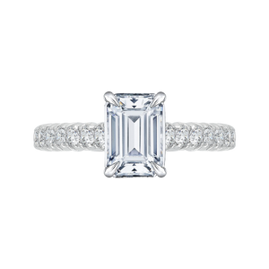 CAE0039E-37W Bridal Jewelry Carizza White Gold Emerald Diamond Engagement Rings