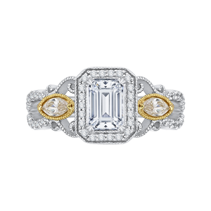 CAE0175EH-37WY Bridal Jewelry Carizza White Gold Rose Gold Yellow Gold Emerald Diamond Halo Engagement Rings