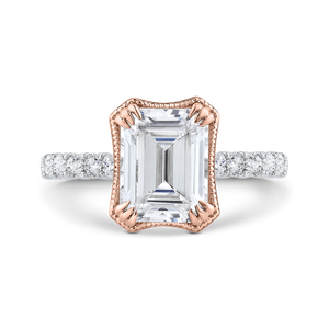 CAE0459EH-37WP-2.50 Bridal Jewelry Carizza, Diamond Emerald Engagement Rings Rose Gold White Gold