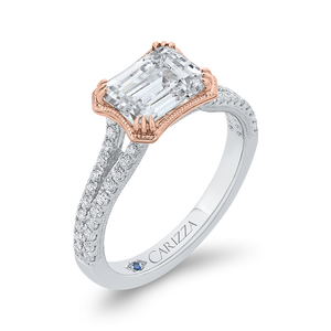 14K Two-Tone Gold Diamond Engagement Ring (Semi-Mount)