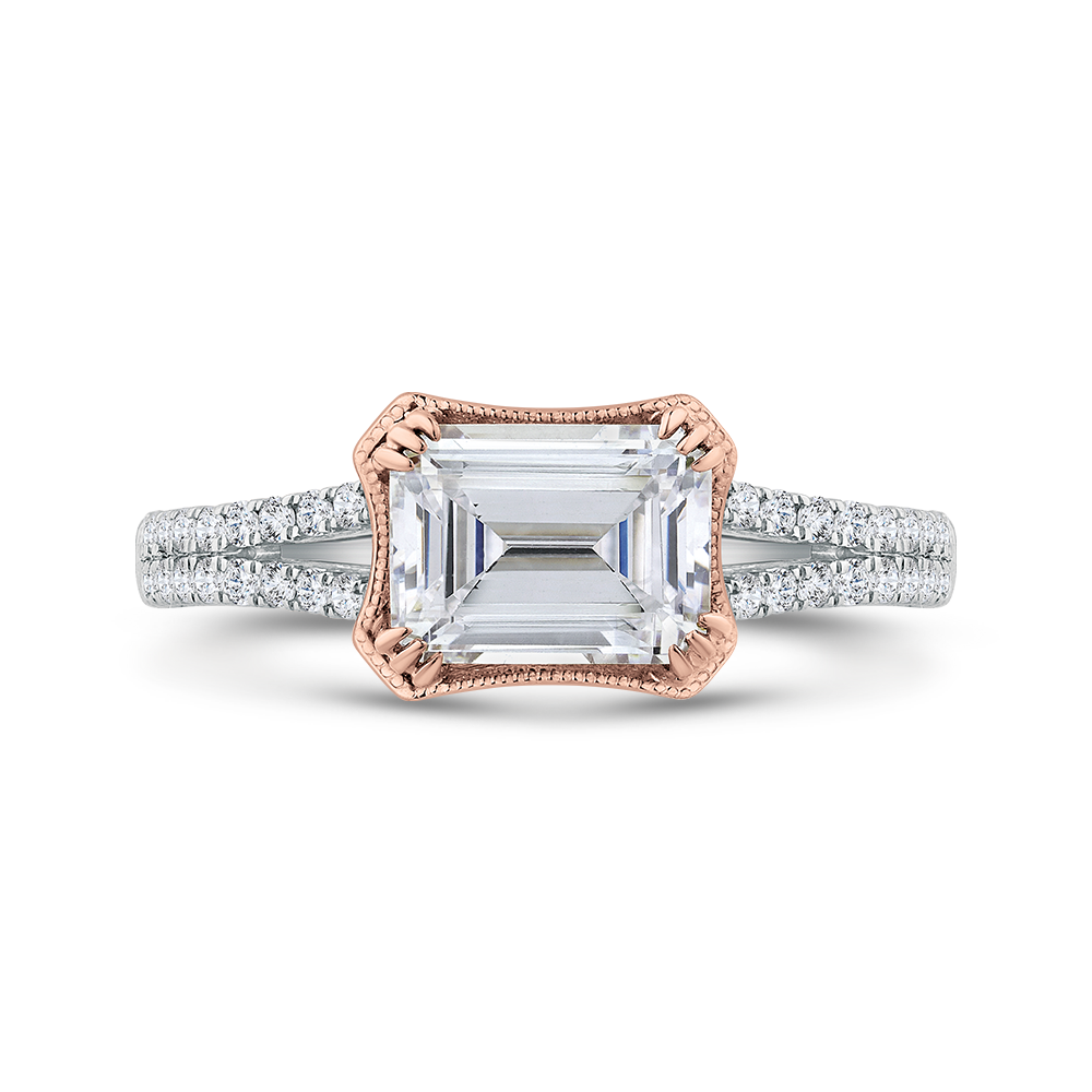 CAE0484EH-37WP-1.50 Bridal Jewelry Carizza White Gold,Rose Gold Emerald Diamond Engagement Rings